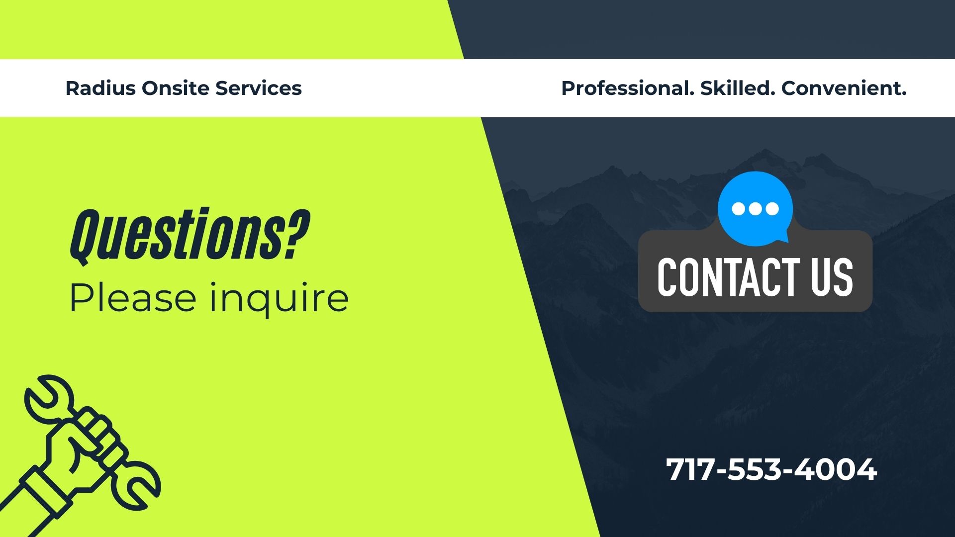 Contact Us | Radius Onsite Services                                              Professional. Skilled. Convenient. | Lancaster, PA